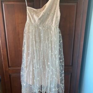 Elegant Nude Floral Lace Dress